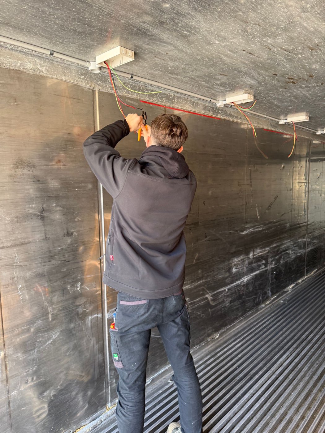 Prophase Data & Electrical technician installing structured data cabling in a ceiling cable tray